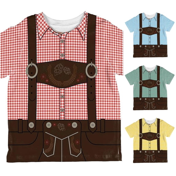 XIAOCHA Men's Suspender Print T-Shirt Oktoberfest Bavarian Casual Short Sleeve Round Neck Tee