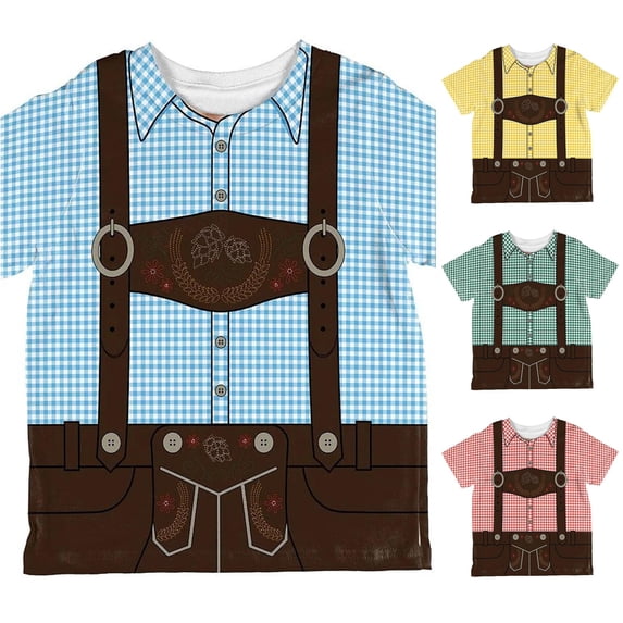 XIAOCHA Men's Suspender Print T-Shirt Oktoberfest Bavarian Casual Short Sleeve Round Neck Tee