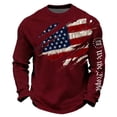 thumbnail image 1 of XIAOCHA Men's USA Flag Print Sweatshirt Long Sleeve Crew Neck Pullover Top Cozy Patriotic Casual Sweatshirts, 1 of 4