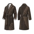 thumbnail image 1 of XIAOCHA Men's Viking Compass Print Robe Shawl Collar Tie Waist Long Sleeve Bathrobe Nightgown, 1 of 3
