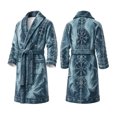 thumbnail image 1 of XIAOCHA Men's Viking Wolf Print Robe Shawl Collar Wrap Bathrobe Belt Pocket Nightgown, 1 of 3