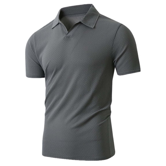 XIAOCHA Men's Waffle Knit Polo Shirt Office Everyday Short-Sleeve Collared Top Breathable Stretch Gym Shirts