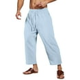 thumbnail image 1 of XIAOCHA Men's Wide-Leg Pants Loose Cotton Drawstring Trousers Breathable Casual Boho Wear PantsBU1XL, 1 of 5