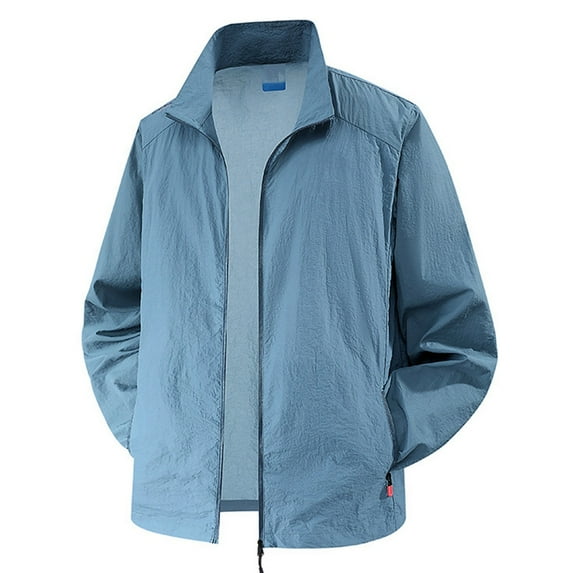 XIAOCHA Men's Windbreaker Jacket Casual Stand-Collar Full-Zip Shirts Lightweight Athletic Outdoor Shirt Coat