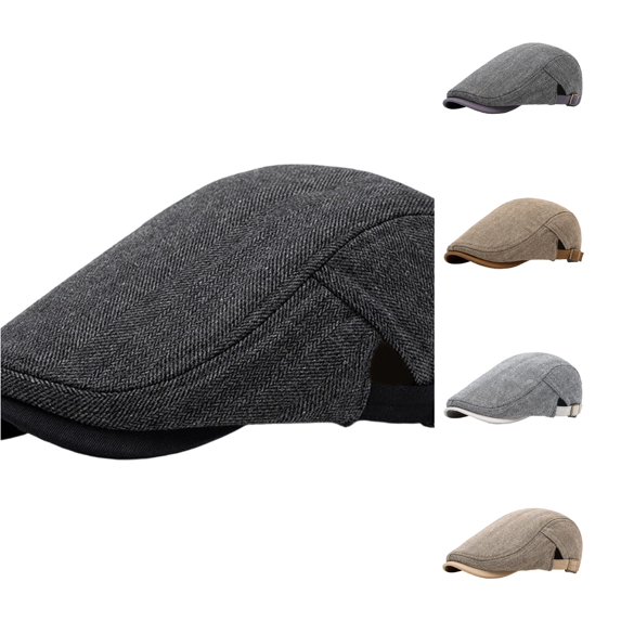 XIAOCHA Mens Adjustable Newsboy Cap Solid Breathable Newsboy Caps Daily Outdoor Beret Cap,Black