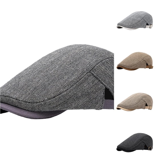 XIAOCHA Mens Adjustable Newsboy Cap Solid Breathable Newsboy Caps Daily Outdoor Beret Cap,GY1