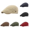 thumbnail image 1 of XIAOCHA Mens Adjustable‑Strap Flat Cap Solid Slim Brim Flat Caps City Walk Sun Cap,Khaki, 1 of 5