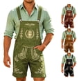 thumbnail image 1 of XIAOCHA Mens Barrel Embroidery Lederhosen Wide Strap Shorts Oktoberfest Casual Pants Halloween Bottoms,Army Green,Sizes L, 1 of 4