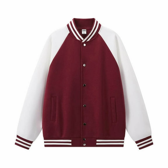 XIAOCHA Mens Baseball Jacket Loose Long Sleeve Color Block Casual Baseball Outwear With Pocket Button Front Oversize Sports Jacket