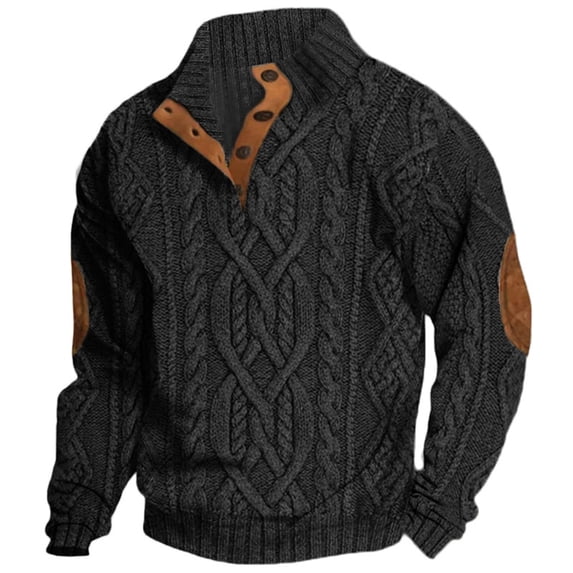 XIAOCHA Mens Cable Knit Sweatshirt Loose Fit Fall Daily Long Sleeve Sweatshirts