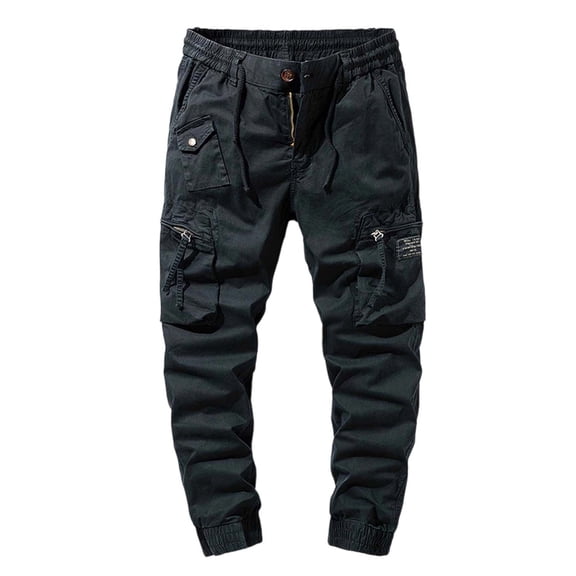 XIAOCHA Mens Cargo Pants Vintage Drawstring Elastic Waist Multi Pocket Cargo Jogger Pants Comfortable Streetwear Trendy Stylish Cargo Sweatpants