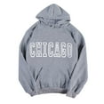 thumbnail image 1 of XIAOCHA Mens Chicago Varsity Print Hoodie Oversized Long Sleeve Hooded Pullover Top Soft Casual City Hoodies, 1 of 3