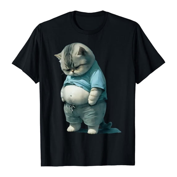 XIAOCHA Mens Cat Graphic Tee Crew Neck Humorous Animal Print T Shirt Lightweight Casual Daily Hangout Top