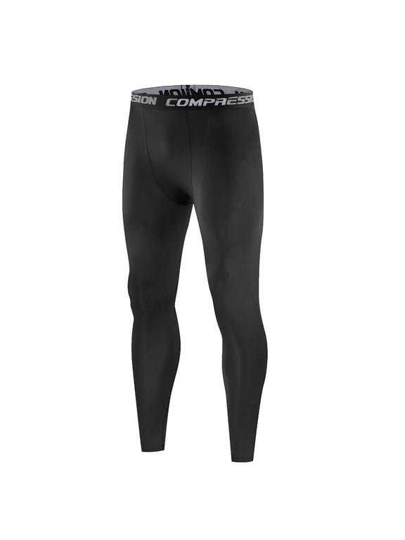 Mens Compression Tights Full Length Elastic Waist Athletic Pants Breathable Quick Dry Active Sports Gym Training Leggings