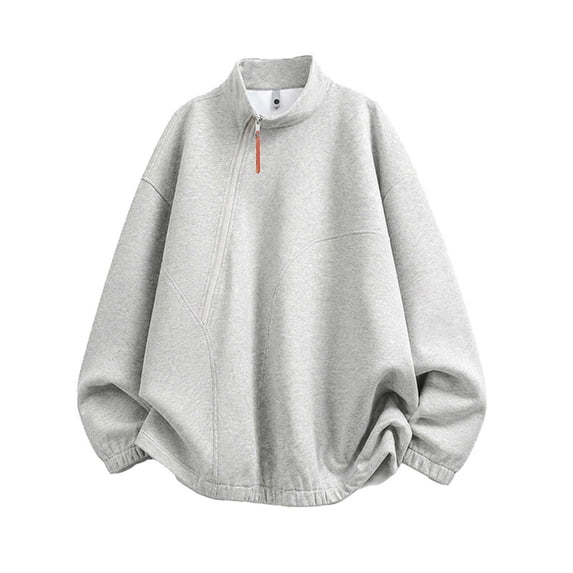 XIAOCHA Mens Diagonal Zipper Pullover Sweatshirt Relaxed Fit Weekend Sweatshirts