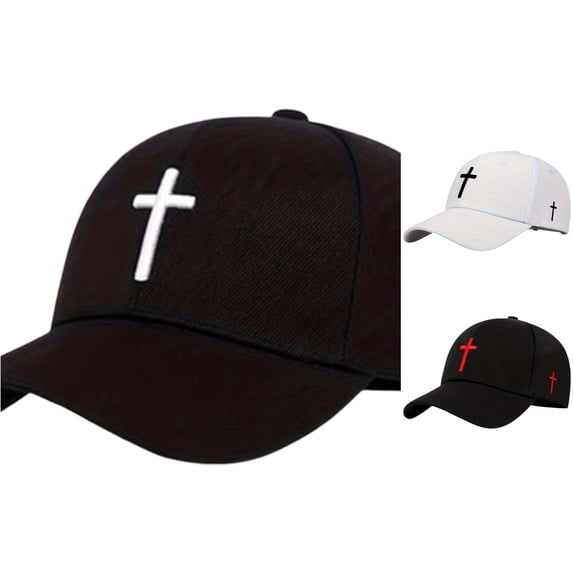 XIAOCHA Mens Embroidered Cross Baseball Hat Firm Curved Brim Adjustable Ballcap