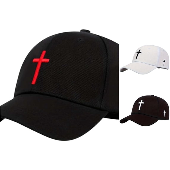 XIAOCHA Mens Embroidered Cross Baseball Hat Firm Curved Brim Adjustable Ballcap