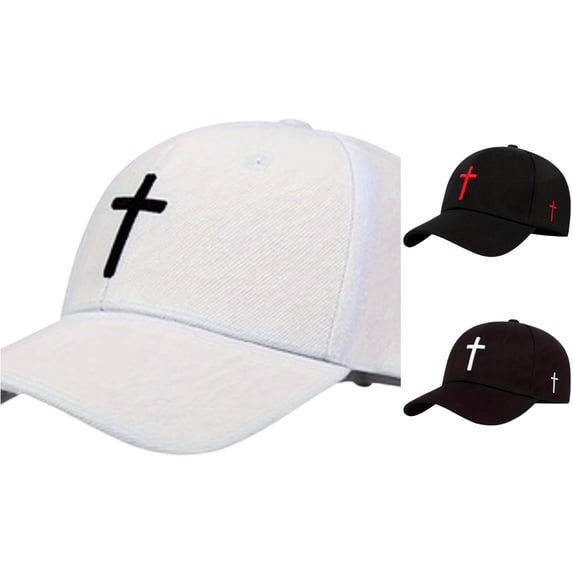 XIAOCHA Mens Embroidered Cross Baseball Hat Firm Curved Brim Adjustable Ballcap