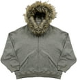 thumbnail image 1 of XIAOCHA Mens Trimmed Hood Jacket Oversized Zip-Up Hoodies Soft Warm Daily Outdoor Hoodie, 1 of 2
