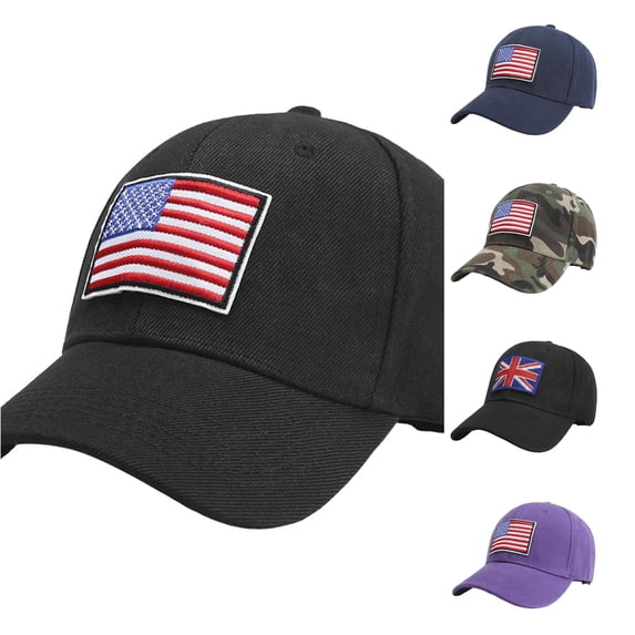 XIAOCHA Mens Flag Patch Baseball Cap Shapeable Brim Farm Dad Hat,BK1