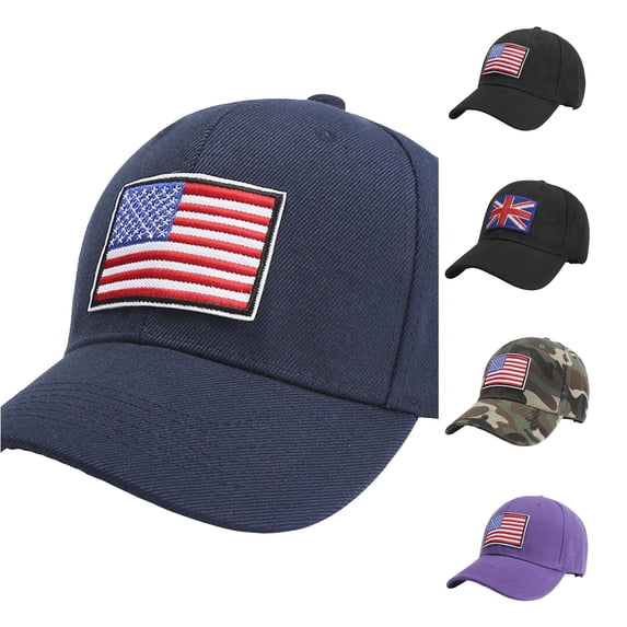 XIAOCHA Mens Flag Patch Baseball Cap Shapeable Brim Farm Dad Hat,Navy