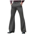 thumbnail image 1 of XIAOCHA Mens Flared Leg Dress Pant Wide Leg Full Length Button Waist Trouser Smooth Retro Party Pants, 1 of 8