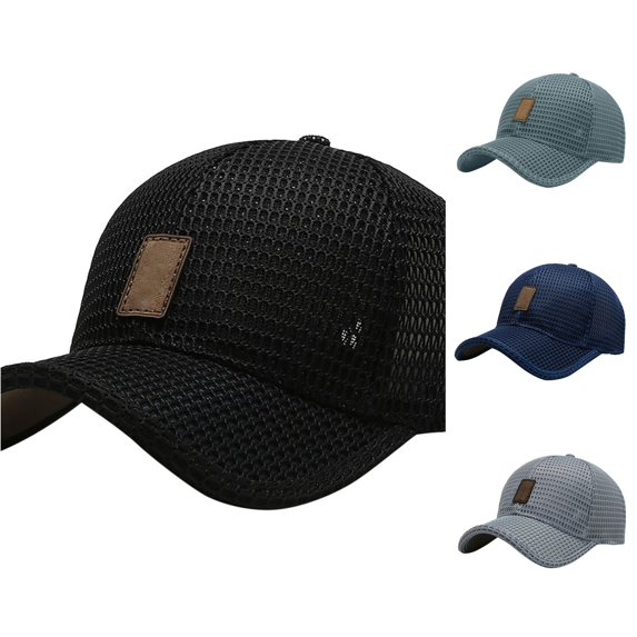 XIAOCHA Mens Full Mesh Trucker Hat Adjustable Hat Band Sun‑Protective Baseball Cap,Black