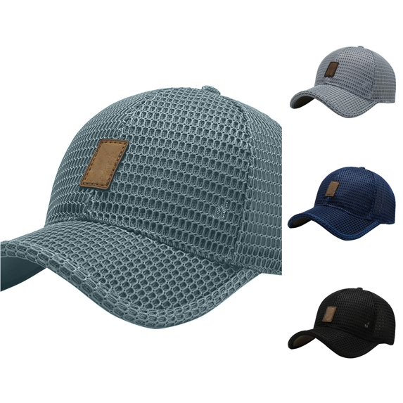 XIAOCHA Mens Full Mesh Trucker Hat Adjustable Hat Band Sun‑Protective Baseball Cap,Dark Gray