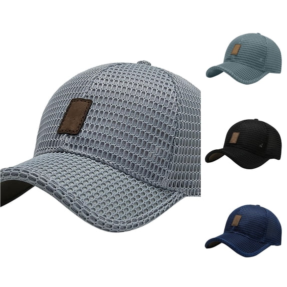 XIAOCHA Mens Full Mesh Trucker Hat Adjustable Hat Band Sun‑Protective Baseball Cap,Light Gray