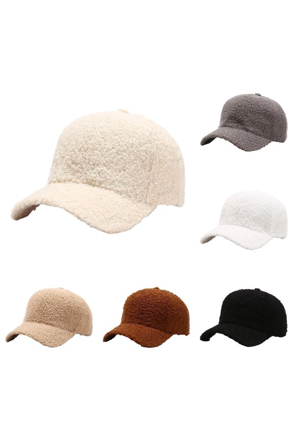 Mens Fuzzy Plush Baseball Cap Solid Color Adjustable Hat Band Travel Daily Dad Hat,Beige