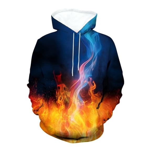 XIAOCHA Mens Graphic Print Hooded Sweatshirt Casual Pullover Comfortable Streetwear With Front Pocket