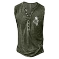 thumbnail image 1 of XIAOCHA Mens Graphic Printed Tank Top Henley Neck Sleeveless Casual Muscle Vintage Tee Shirt, 1 of 2