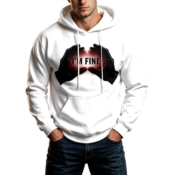XIAOCHA Mens Hand Graphic Print Pullover Hoodie Oversized Fit Holiday Hooded Sweatshirts