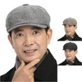 thumbnail image 1 of XIAOCHA Mens Herringbone Textured Flat Cap Solid Close‑Fit Flat Caps Urban Stroll Flat Hat,Grey, 1 of 4