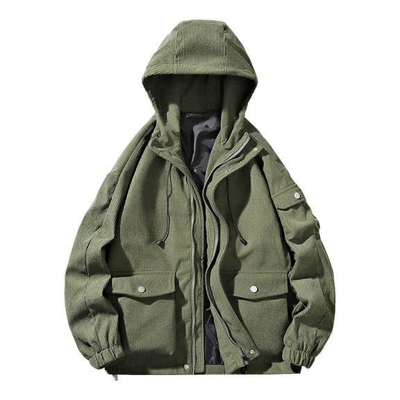 XIAOCHA Mens Hoodies Jacket Zip-Front Pocket-Detailed Casual Drawsting Jackets Comfortable Stylish Mountain Hiking Versatile Lightweight Coat For All Seasons
