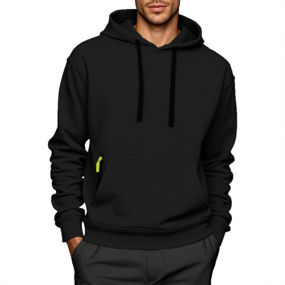 XIAOCHA Mens Hoodies Vintage Solid Color Slim Fit Drawsting Hooded Sweatshirt Casual Long Sleeves Loose Pullover Hooded Fall Winter Daily Wear