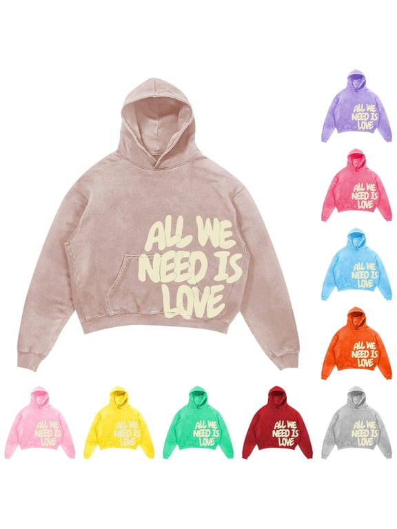 Mens Letter Print Cropped Hoodie Loose Fit Fall Daily Long Sleeve Hooded Sweatshirts