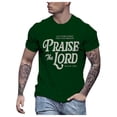 thumbnail image 1 of XIAOCHA Mens Letter Print Tee Short Sleeve Crewneck Pullover Shirt Breathable Casual Religious Tees, 1 of 5