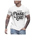 thumbnail image 1 of XIAOCHA Mens Letter Print Tee Short Sleeve Crewneck Pullover Shirt Breathable Casual Religious Tees, 1 of 5