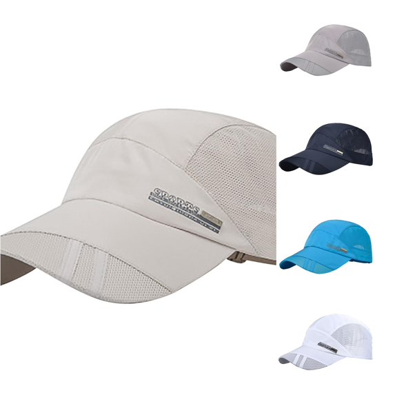 XIAOCHA Mens Lightweight Mesh‑Panel Sports Cap Breathable Travel Trucker Cap,Beige