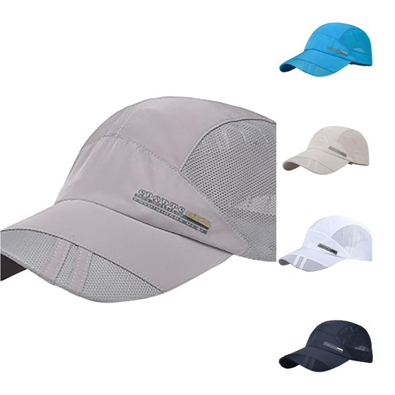 XIAOCHA Mens Lightweight Mesh‑Panel Sports Cap Breathable Travel Trucker Cap,Grey