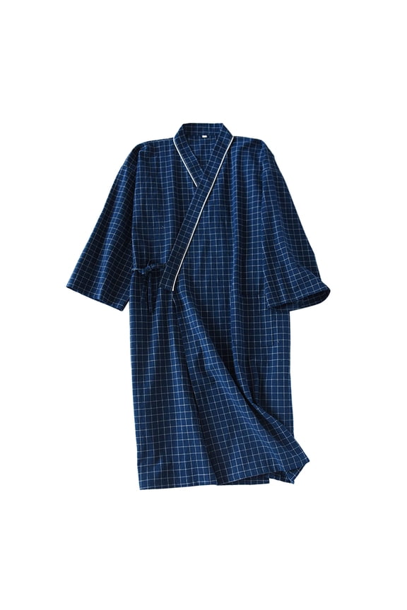 Mens Lightweight Robe Short-Sleeve Kimono Style Loungewear For Breathable Daily Comfort