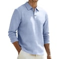 thumbnail image 1 of XIAOCHA Mens Linen Polo Long Sleeve Collared Button Up Shirts Lightweight Summer Relaxed Fit Tees, 1 of 9