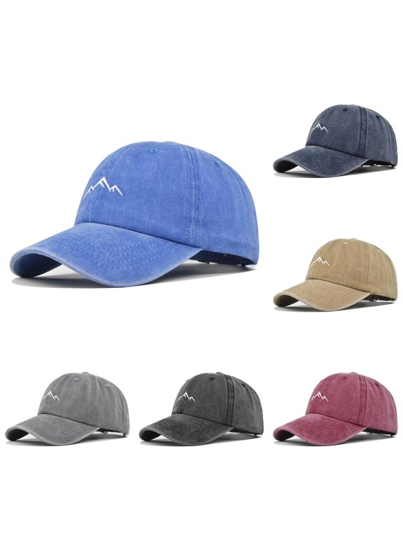 Mens Mountain Embroidered Baseball Cap Adjustable Hat Band Hiking Daily Ball Cap,Blue