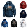 thumbnail image 1 of XIAOCHA Mens Patriotic Flag Hoodie Vintage USA Letter Print Pullover Top Freedom Theme Hooded Sweatshirt, Navy, Sizes XXXL, 1 of 4