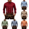 thumbnail image 1 of XIAOCHA Mens Plaid Print Button Down Shirt Long Sleeve Bavarian Oktoberfest Button-Up Top, 1 of 4
