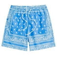 thumbnail image 1 of XIAOCHA Mens Quick Dry Bandana Print Swim Trunks Elastic Waistband Drawstring Summer Beach Shorts, 1 of 2