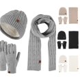 thumbnail image 1 of XIAOCHA Mens Rib‑Knit Patch‑Label Beanie Solid Outdoor Commute Neck‑Gaiter Fall Winter Touch‑Screen Gloves,Grey, 1 of 8