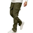 thumbnail image 1 of XIAOCHA Mens Side Button Closure Cargo Pants Retro Loose Straight Trousers Athletic Workout Streetwear PantsArmy GreenL, 1 of 4