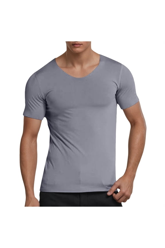 Mens Slim Fit Crew Neck Tee Short Sleeve Crew Neck Pullover Tee Smooth Versatile Everyday Tees